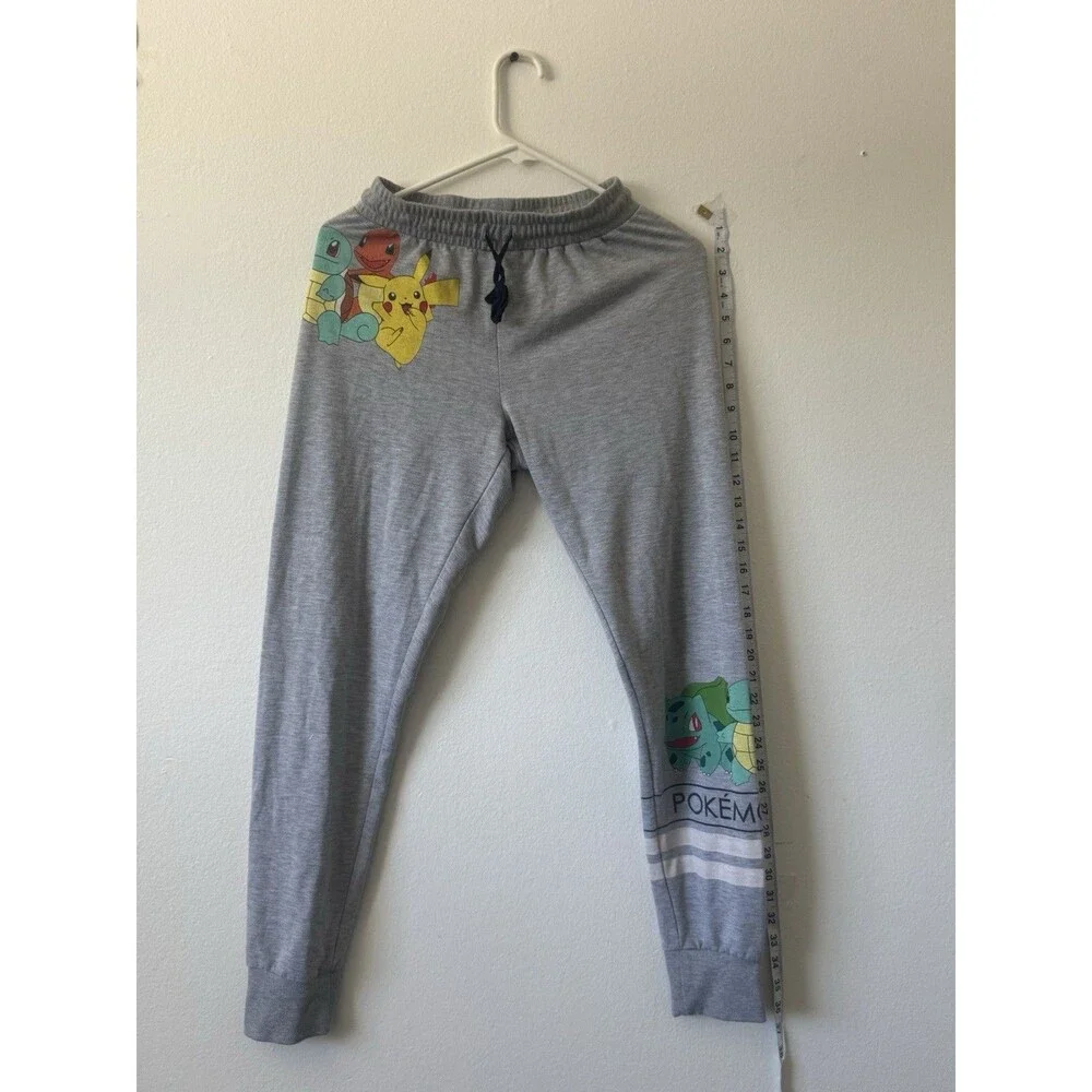Pokemon Pikachu Bulbasaur Charmander Gray Jogger Sweatpants Size L